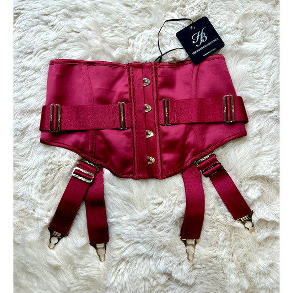 RARE🔥 Honey Birdette CHASTITY🔑❤️ Passion Red Garter Waspie Belt Small - Picture 2 of 3